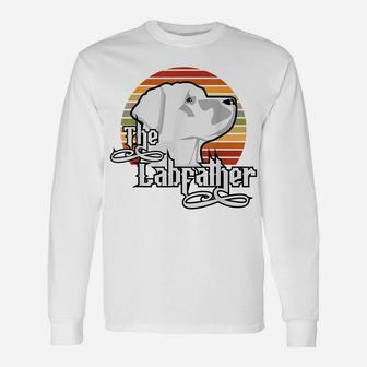 Funny Dog Shirt The Labfather Lab Labrador Dad Retro Sunset Unisex Long Sleeve | Crazezy