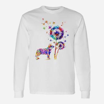 Funny Heeler Dandelion Flower Dog Lover Watercolor Men Unisex Long Sleeve | Crazezy UK