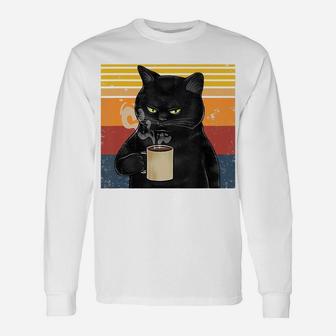 Funny I Like Coffee My Cat And Maybe 3 People Cat Lover Gift Unisex Long Sleeve | Crazezy AU