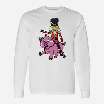 Funny Nutcracker Doll Riding Pig Lover Gift Christmas Gifts Unisex Long Sleeve | Crazezy
