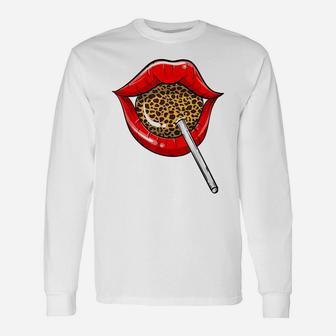 Funny Red Lip Leopard Print Gift | Cheetah Lolly Men Women Unisex Long Sleeve | Crazezy AU