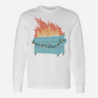 Funny Ugly Christmas Warm Holiday Wishes Dumpster Fire Sweatshirt Unisex Long Sleeve | Crazezy