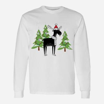 Funny Xmas Moose Pun Merry Kissmoose Tshirt Clothes Women Sweatshirt Unisex Long Sleeve | Crazezy UK