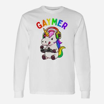 Gaymer Gay Pride Flag Lgbt Gamer Lgbtq Gaming Unicorn Gift Unisex Long Sleeve | Crazezy
