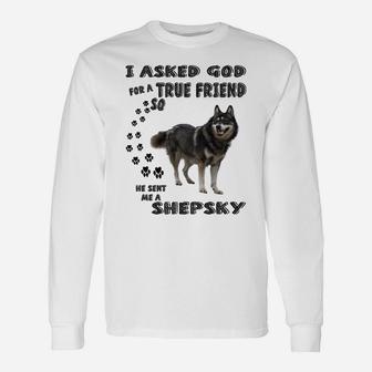 Gerberian Shepsky Quote Mom Dad Art, Cute German Husky Dog Sweatshirt Unisex Long Sleeve | Crazezy