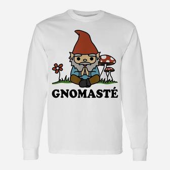 Gnomaste Cute Meditating Gnome Funny Yoga Tshirt Unisex Long Sleeve | Crazezy CA
