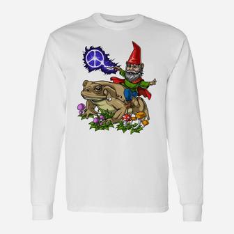 Gnome Riding Frog Hippie Peace Fantasy Psychedelic Forest Sweatshirt Unisex Long Sleeve | Crazezy DE