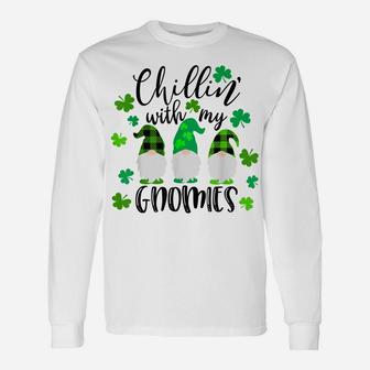 Gnome T Shirt Chillin With My Gnomies Womens St Patricks Day Unisex Long Sleeve | Crazezy