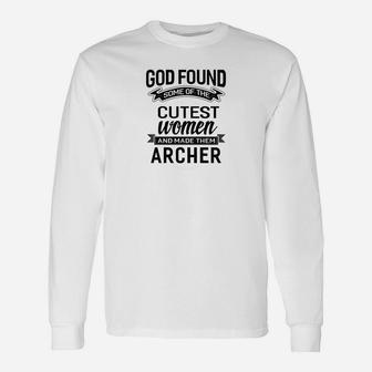 God Found The Cutest Women Made Them Archer Long Sleeve T-Shirt - Thegiftio UK