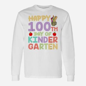 Happy 100 Days Of Kinder Garten Cute 100 Days Of School Unisex Long Sleeve | Crazezy DE