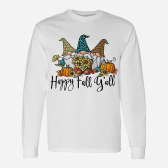 Happy Fall Y'all Gnome Leopard Design Unisex Long Sleeve | Crazezy CA