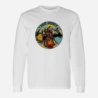 I Hate People Bear Drinking Beer Shirt Long Sleeve T-Shirt - Thegiftio