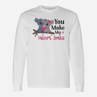 You Make My Heart Smile For Valentine Happy Valentines Day Long Sleeve T-Shirt - Seseable