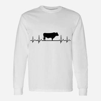 Heartbeat Ecg Pulse - Cow Wagyu Rancher Unisex Long Sleeve | Crazezy