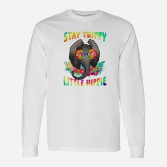 Hippie Life Elephant Hippie Stay Trippy Little Hippie Long Sleeve T-Shirt - Thegiftio UK