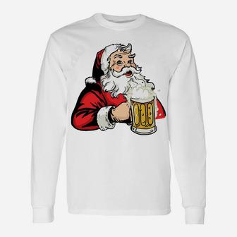 Ho Ho Hold My Beer Funny Santa Claus Christmas Sweatshirt Unisex Long Sleeve | Crazezy