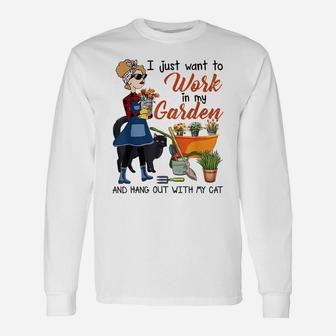 I Just Want To Work In My Garden Hang Out With Cat Women Tee Unisex Long Sleeve | Crazezy CA