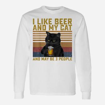 I Like Beer My Cat And Maybe 3 People Cat Lovers Gift Unisex Long Sleeve | Crazezy CA