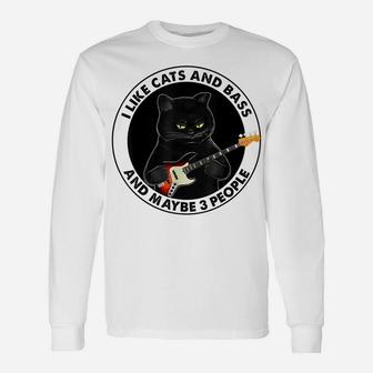 I Like Cats And Bass And Maybe 3 People Bass Guitar Player Unisex Long Sleeve | Crazezy CA