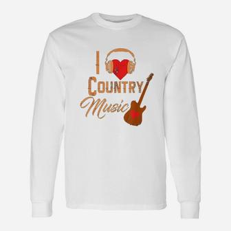 I Love Country Music Heart Design Country Western Unisex Long Sleeve | Crazezy