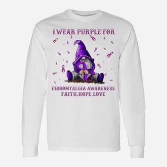 I Wear Purple For Fibromyalgia Awareness Costume Gnome Lover Unisex Long Sleeve | Crazezy DE