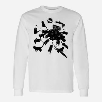 Ink Spilled Black Cats Escaping Ink Bottle Long Sleeve T-Shirt - Thegiftio