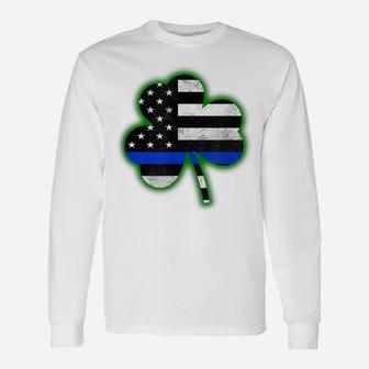 Irish Police Shirt Shamrock Thin Blue Line Usa America Flag Unisex Long Sleeve | Crazezy UK