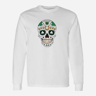 Irish Skull Clovers Long Sleeve T-Shirt - Thegiftio