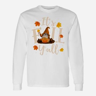 It's Fall Y'all Cute Gnomes Pumpkin Autumn Tree Fall Leaves Sweatshirt Unisex Long Sleeve | Crazezy
