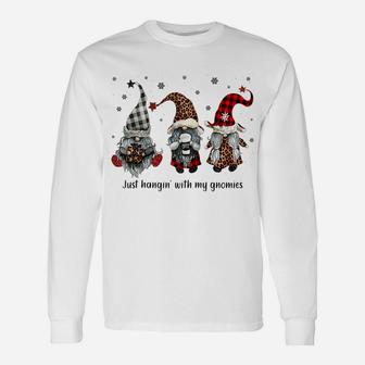 Just Hangin With My Gnomies Santa Gnome Christmas Raglan Baseball Tee Unisex Long Sleeve | Crazezy DE