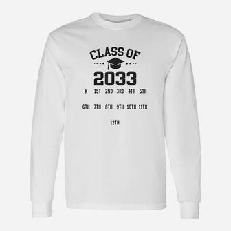 Kindergarten Class Of 2033 Grow With Me Space For Handprints Long Sleeve T-Shirt - Thegiftio UK