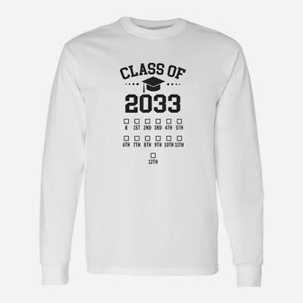 Kindergarten Class Of 2033 Grow With Me Space For Chackmarks Unisex Long Sleeve | Crazezy DE
