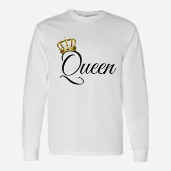 King And Queen White Matching Couple Unisex Long Sleeve | Crazezy