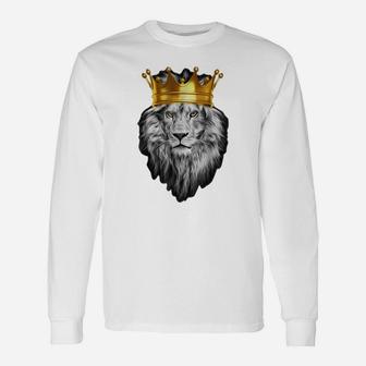 King Lion Gold Crown Shirt Long Sleeve T-Shirt - Thegiftio UK