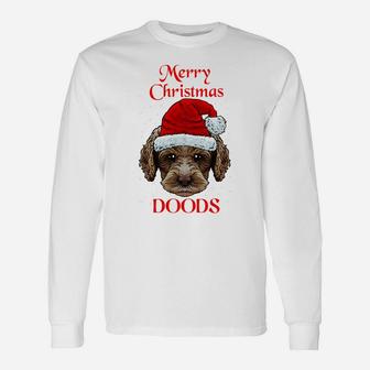 Labradoodle Merry Christmas Doods Santa Hat Doodle Dog Lover Sweatshirt Unisex Long Sleeve | Crazezy AU
