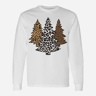 Leopard Christmas Trees Cheetah Animal Print Holiday Unisex Long Sleeve | Crazezy