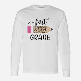 Leopard Print First Grade 1St Day Of School Teacher Student Unisex Long Sleeve | Crazezy DE