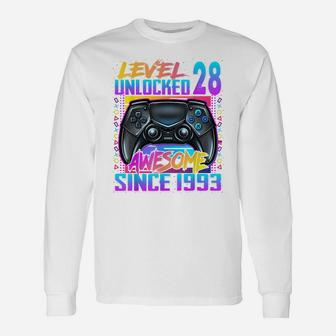 Level 28 Unlocked Awesome Since 1993 28Th Birthday Gaming Unisex Long Sleeve | Crazezy UK