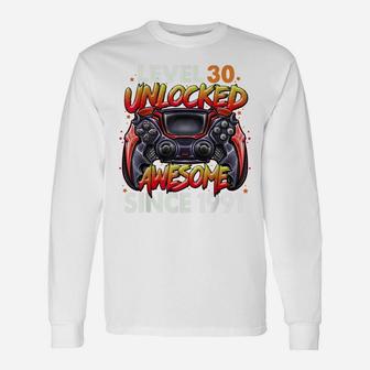 Level 30 Unlocked Awesome Since 1991 30Th Birthday Gaming Unisex Long Sleeve | Crazezy