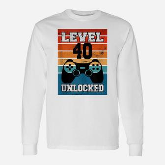 Level 40 Unlocked 40 Years Old Retro 80S 40Th Birthday Gamer Unisex Long Sleeve | Crazezy