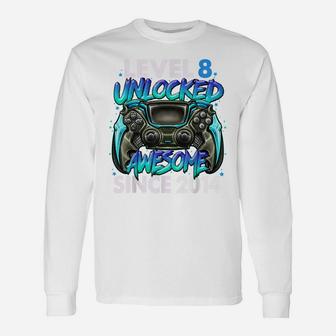 Level 8 Unlocked Awesome Since 2014 8Th Birthday Gaming Unisex Long Sleeve | Crazezy AU