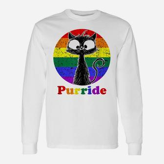 Lgbt Cat Lovers Purride Flag Gay Pride Month Lgbtq Unisex Long Sleeve | Crazezy UK