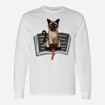 Life Is Better With Books & Cats Funny Siamese Cat Sweatshirt Unisex Long Sleeve | Crazezy AU
