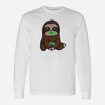 Life Is Messy Enjoy It Sloth Kawaii Long Sleeve T-Shirt - Thegiftio UK