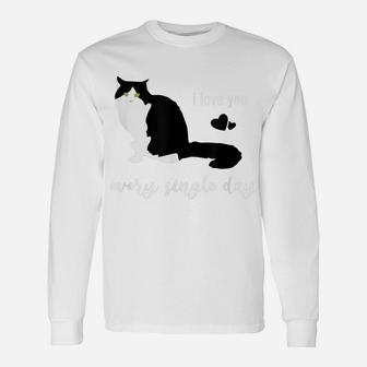 Love Black Cat With Heart For A Single Valentine Day Gift Unisex Long Sleeve | Crazezy CA