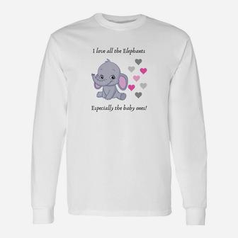 I Love Elephants Elephant Lovers Long Sleeve T-Shirt - Thegiftio UK
