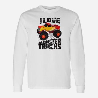 I Love Monster Trucks Cute Bigfoot Trucks Long Sleeve T-Shirt - Thegiftio UK