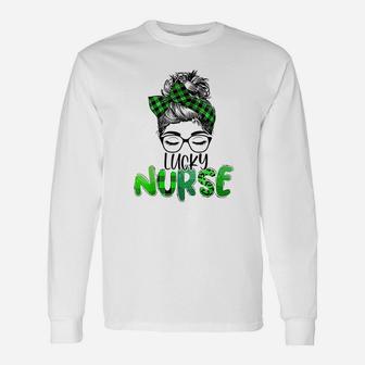 Lucky Nurse St Patricks Day Nurse Shamrock Woman Unisex Long Sleeve | Crazezy