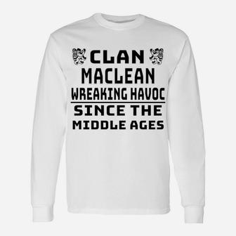Maclean Scottish Clan Family Kilt Tartan Lion Unisex Long Sleeve | Crazezy