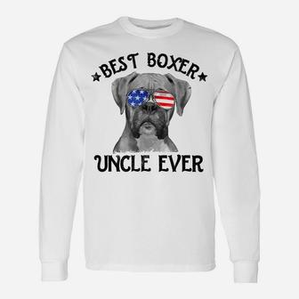 Mens Best Boxer Uncle Ever Dog Dad American Flag 4Th Of July Unisex Long Sleeve | Crazezy